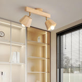 Natural Rubber Wood Semi-Flush Mount Light 4-Light Image - 6