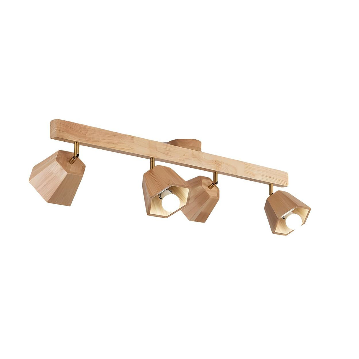 Natural Rubber Wood Semi-Flush Mount Light 4-Light Image - 7