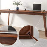 Natural Rubberwood Writing Desk with Exterior Shelf Image - 7