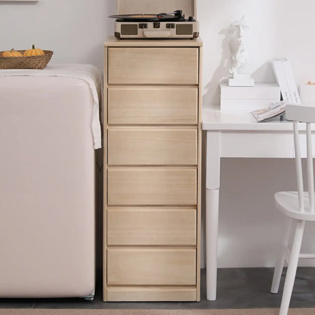 Natural Solid Wood Vertical Filing Cabinet with Drawers Image - 1