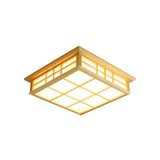 Natural Square Wooden LED Flush Mount Ceiling Light Image - 10