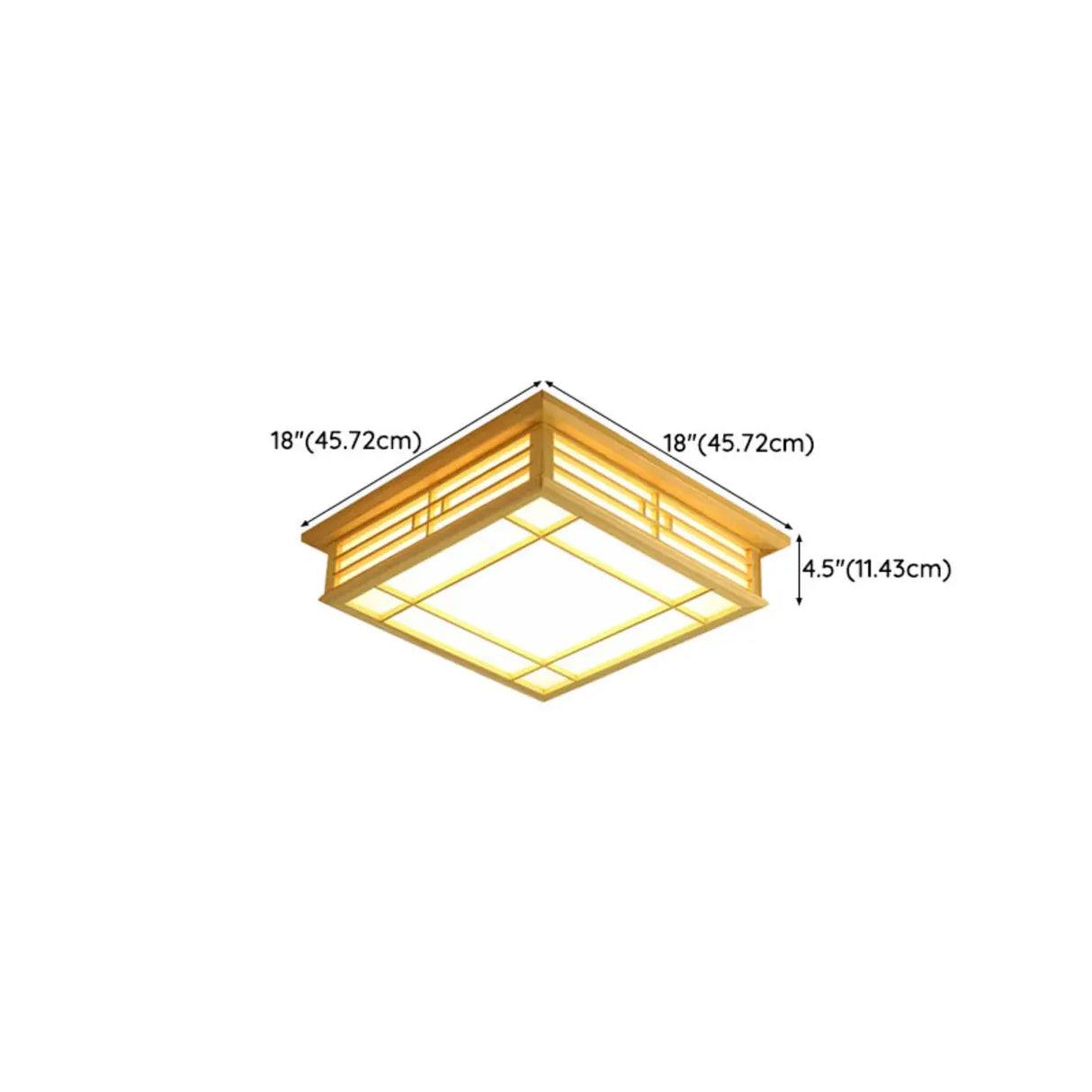 Natural Square Wooden LED Flush Mount Ceiling Light 