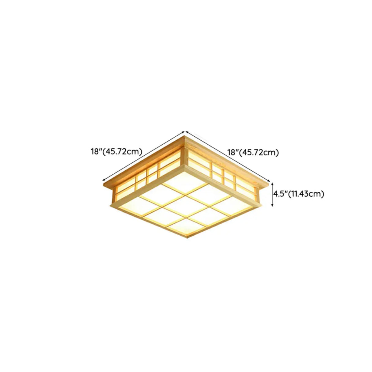 Natural Square Wooden LED Flush Mount Ceiling Light Image - 12