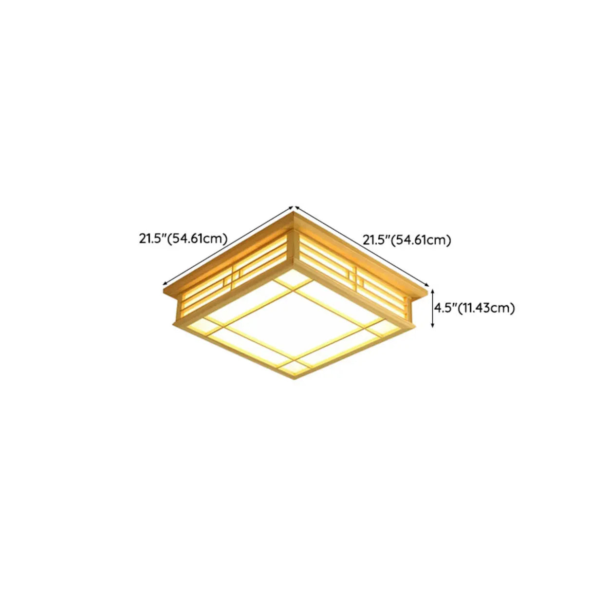 Natural Square Wooden LED Flush Mount Ceiling Light Image - 13