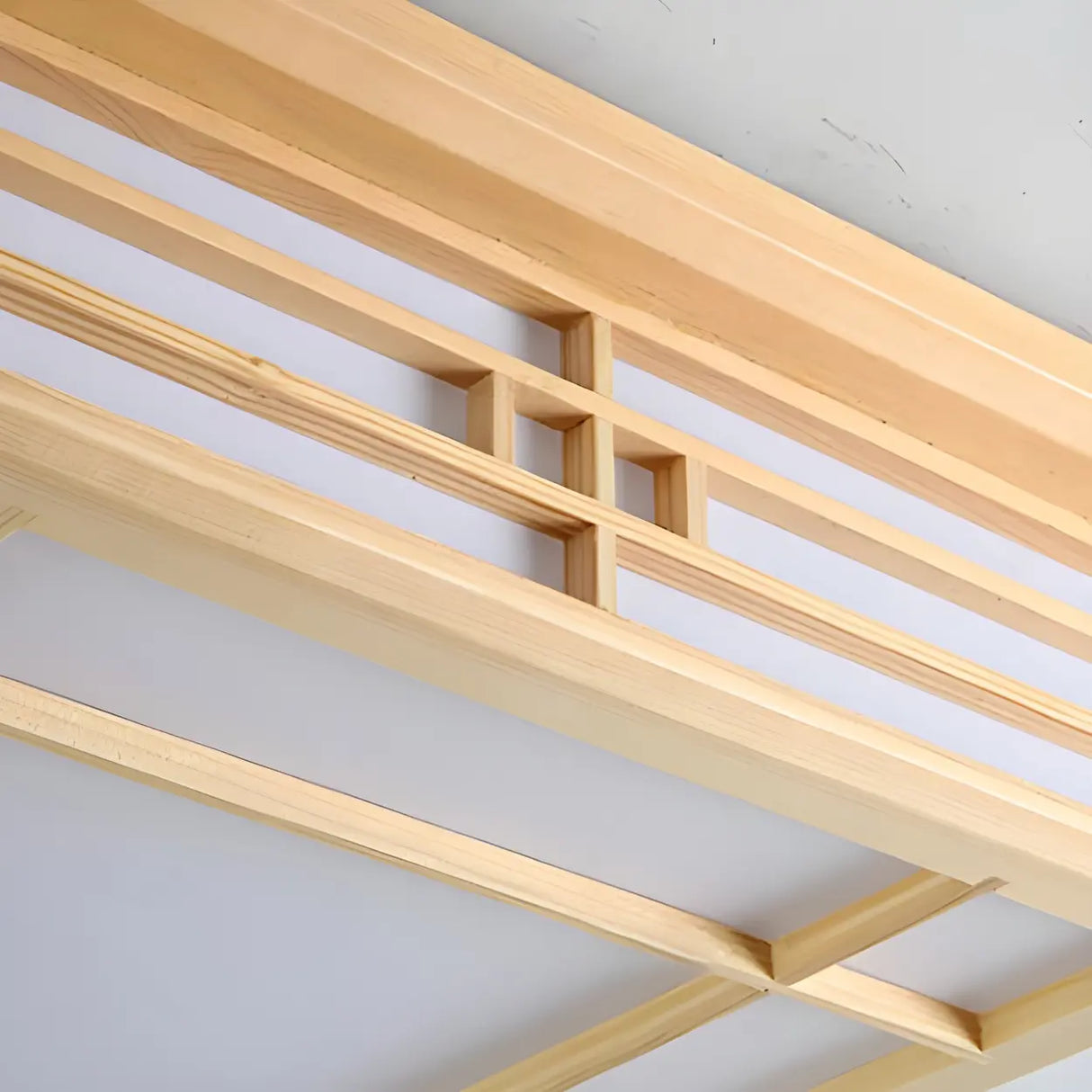 Natural Square Wooden LED Flush Mount Ceiling Light Image - 7