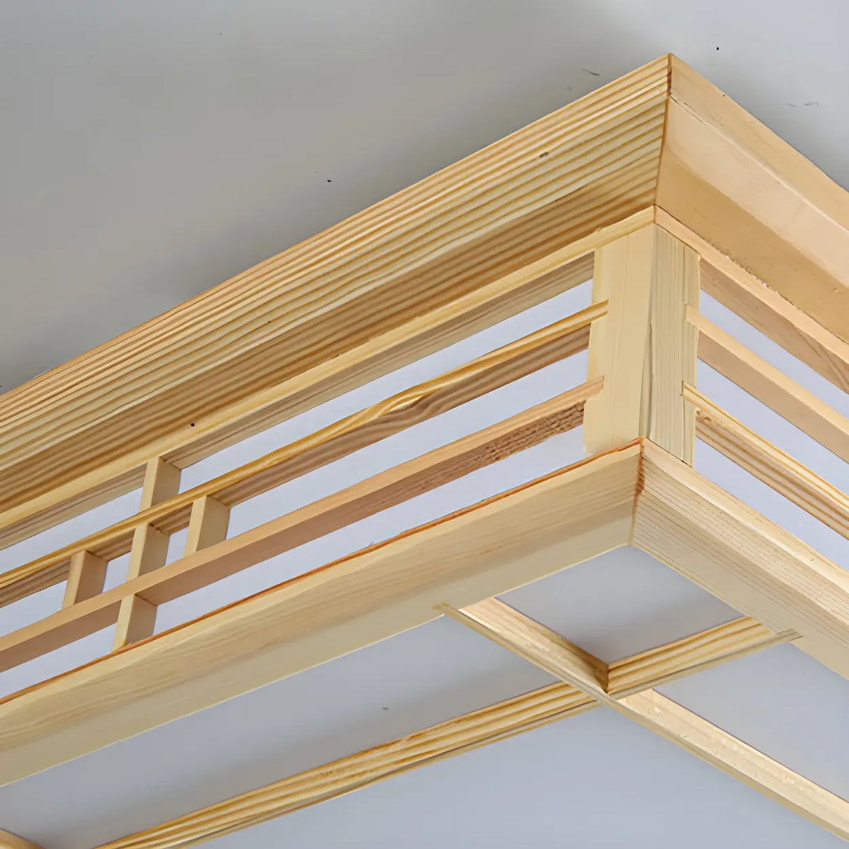 Natural Square Wooden LED Flush Mount Ceiling Light Image - 8