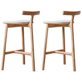 Natural Tripod Ash Wood Fabric Seating Armless Bar Stool Image - 13