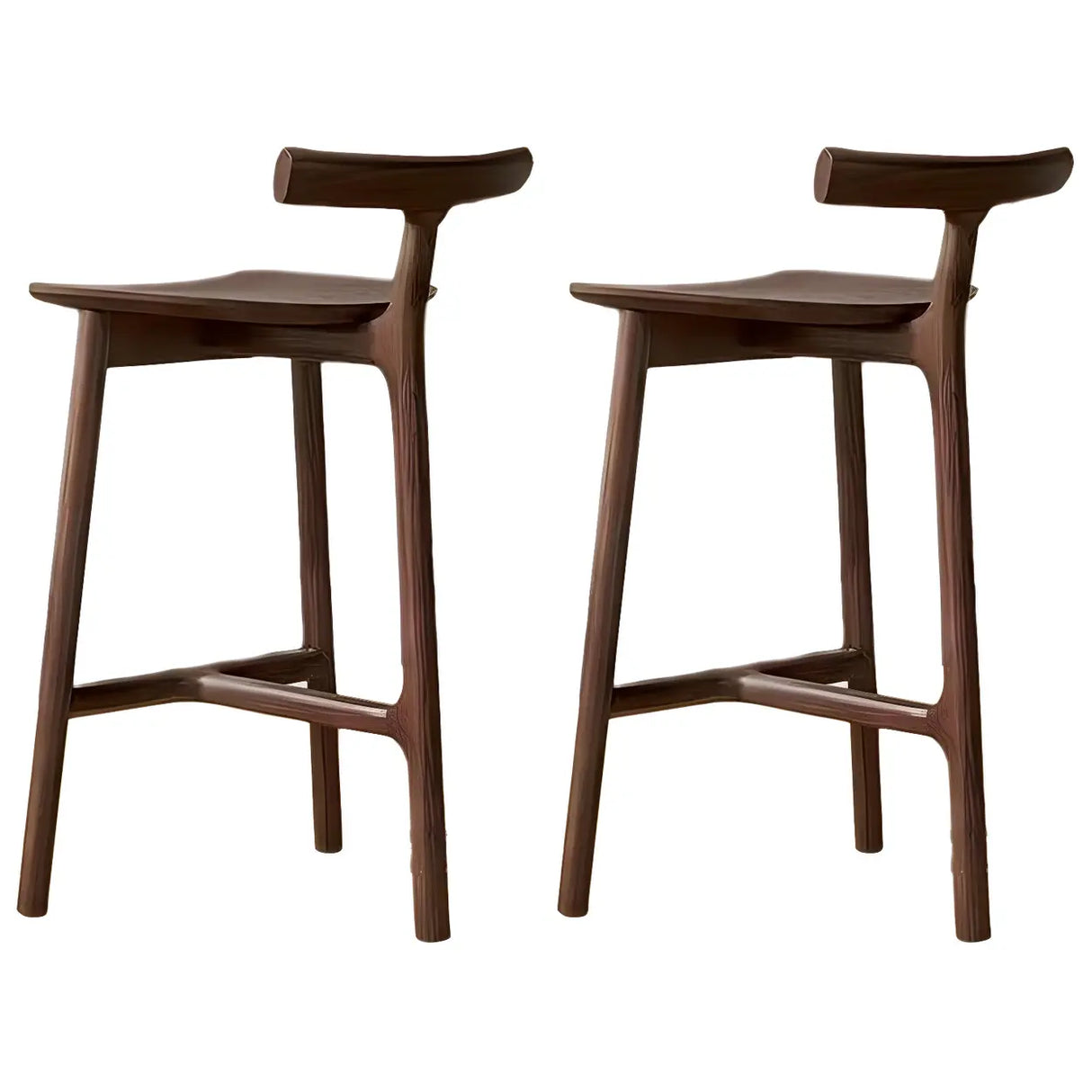Natural Tripod Ash Wood Fabric Seating Armless Bar Stool Image - 16