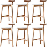 Natural Tripod Ash Wood Fabric Seating Armless Bar Stool Image - 18