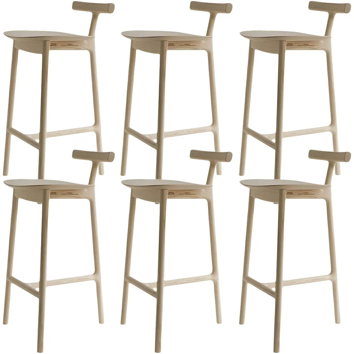 Natural Tripod Ash Wood Fabric Seating Armless Bar Stool Image - 26