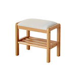 Natural Upholstered Entryway Bench with Shoe Shelf Image - 13