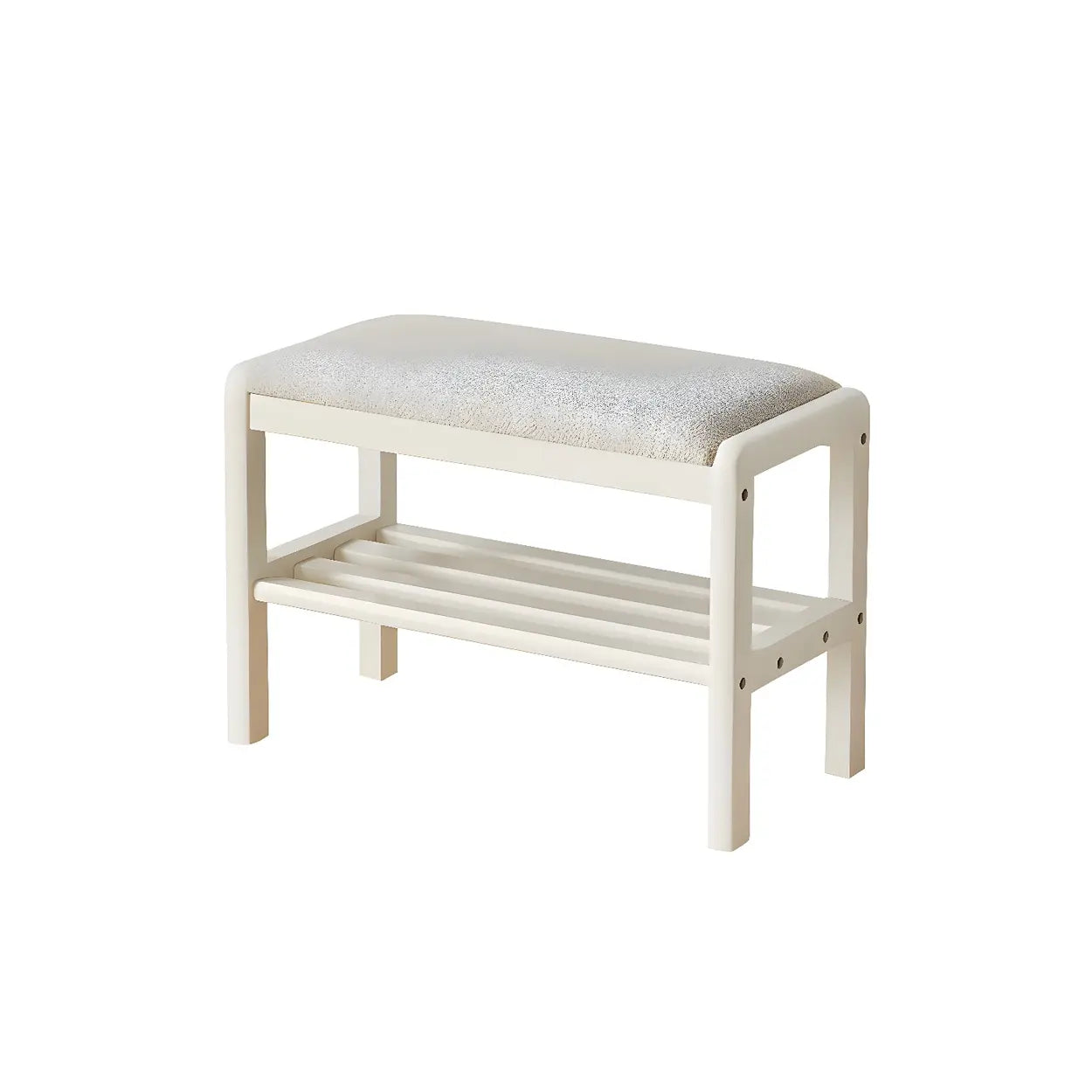 Natural Upholstered Entryway Bench with Shoe Shelf Image - 15