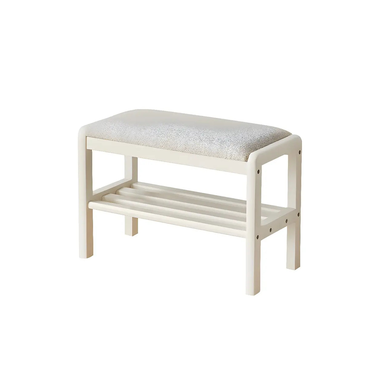 Natural Upholstered Entryway Bench with Shoe Shelf Image - 15