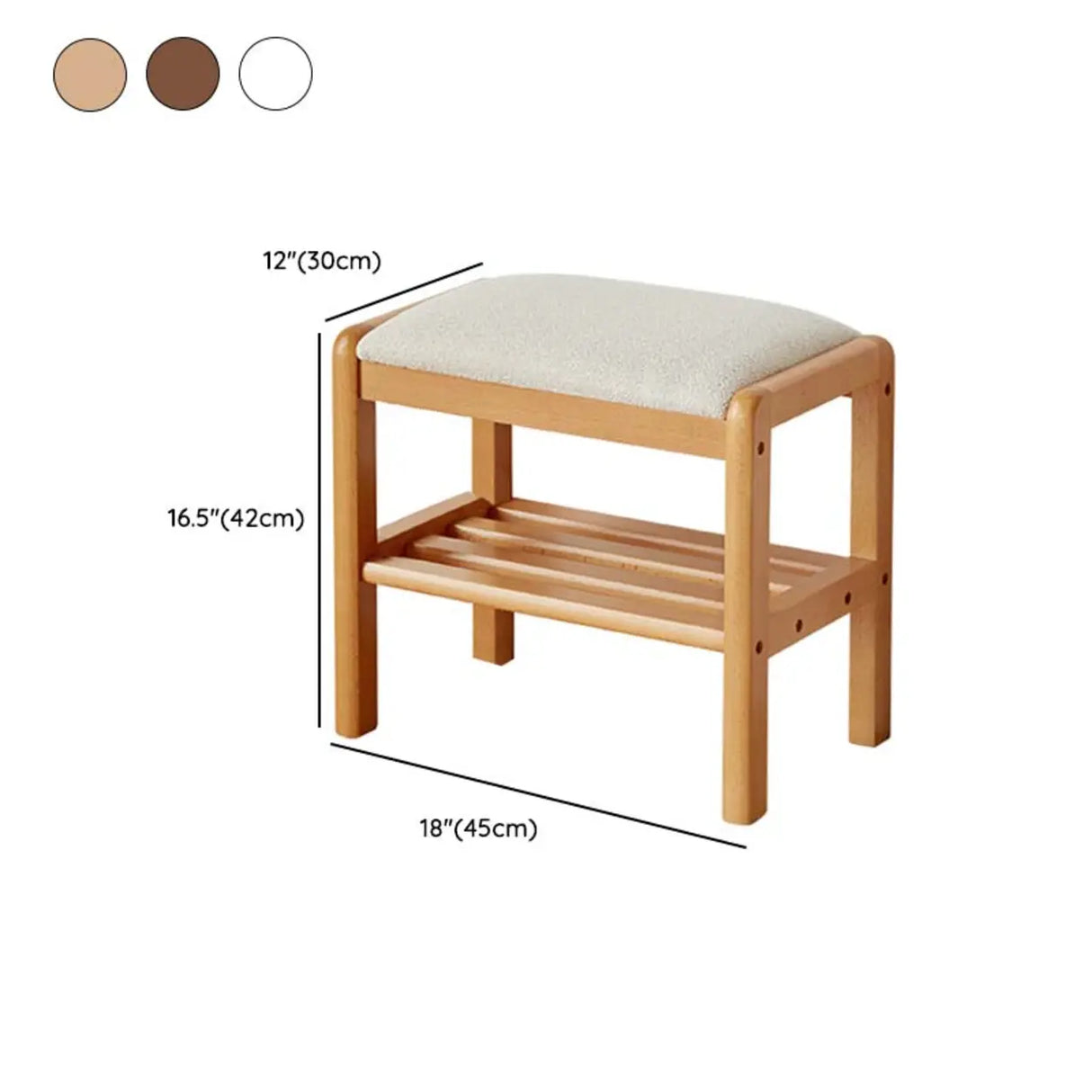 Natural Upholstered Entryway Bench with Shoe Shelf 