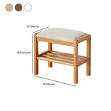 Natural Upholstered Entryway Bench with Shoe Shelf #size