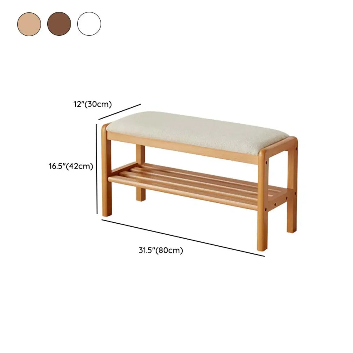 Natural Upholstered Entryway Bench with Shoe Shelf Image - 20