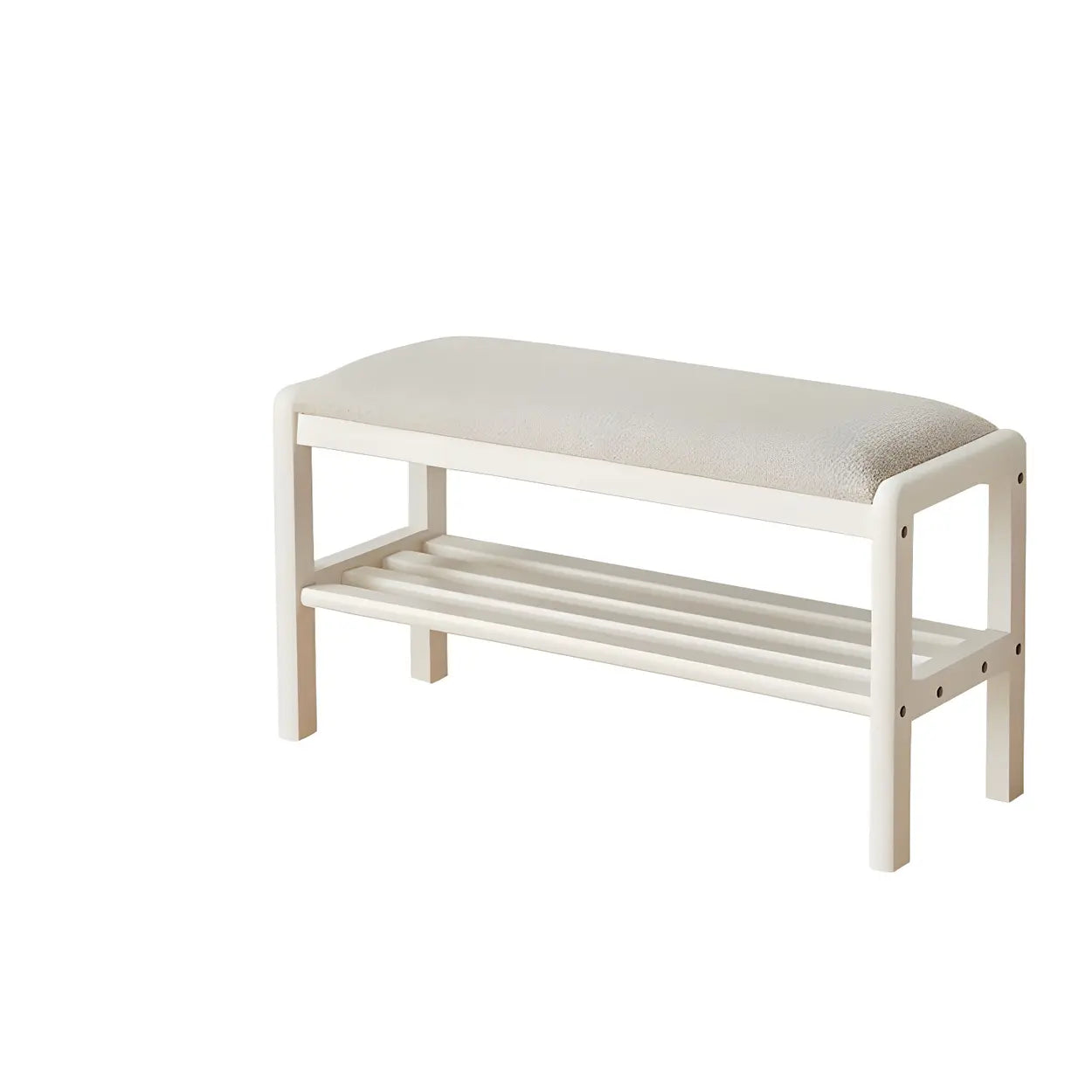 Natural Upholstered Entryway Bench with Shoe Shelf Image - 6