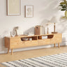 Natural White Wooden Open Storage Drawers TV Stand Image - 3
