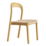 Natural Wood Braided Rope Seat Armless Dining Chair Image - 9