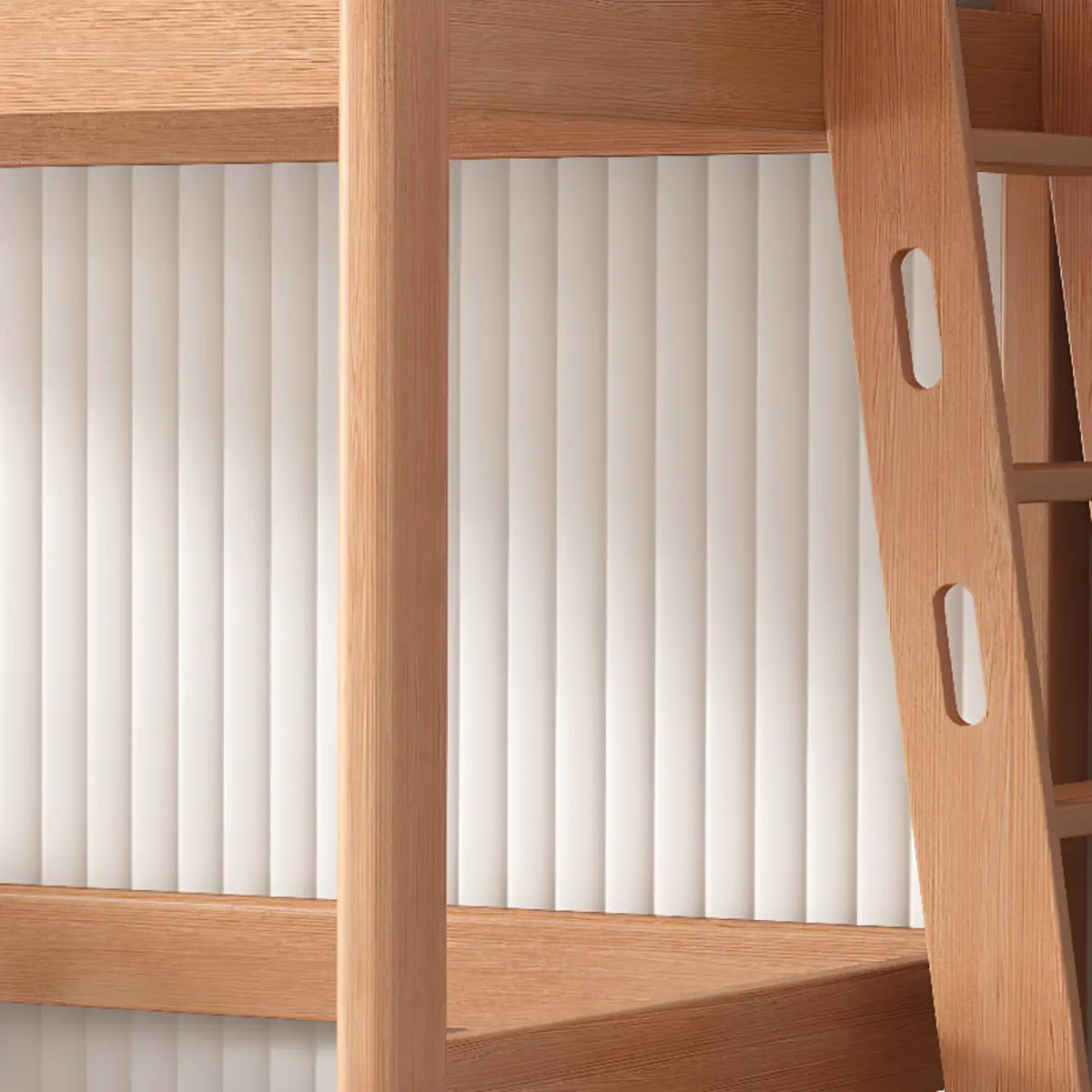 Natural Wood Desk Bunk Bed with Stairs and Guardrail Image - 4