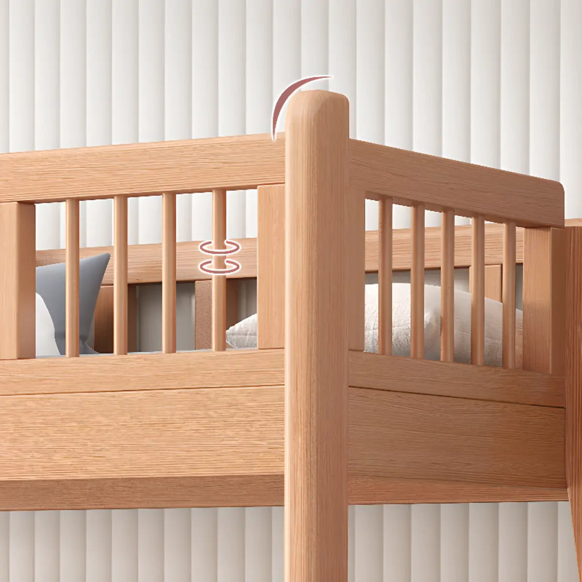 Natural Wood Desk Bunk Bed with Stairs and Guardrail Image - 5
