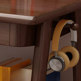 Natural Wood Desk  Drawers Shelving and Keyboard Holder Image - 10