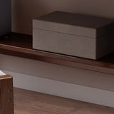 Natural Wood Desk  Drawers Shelving and Keyboard Holder Image - 7