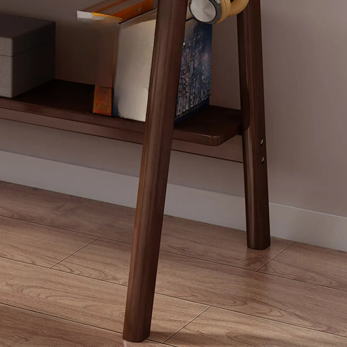 Natural Wood Desk  Drawers Shelving and Keyboard Holder Image - 9