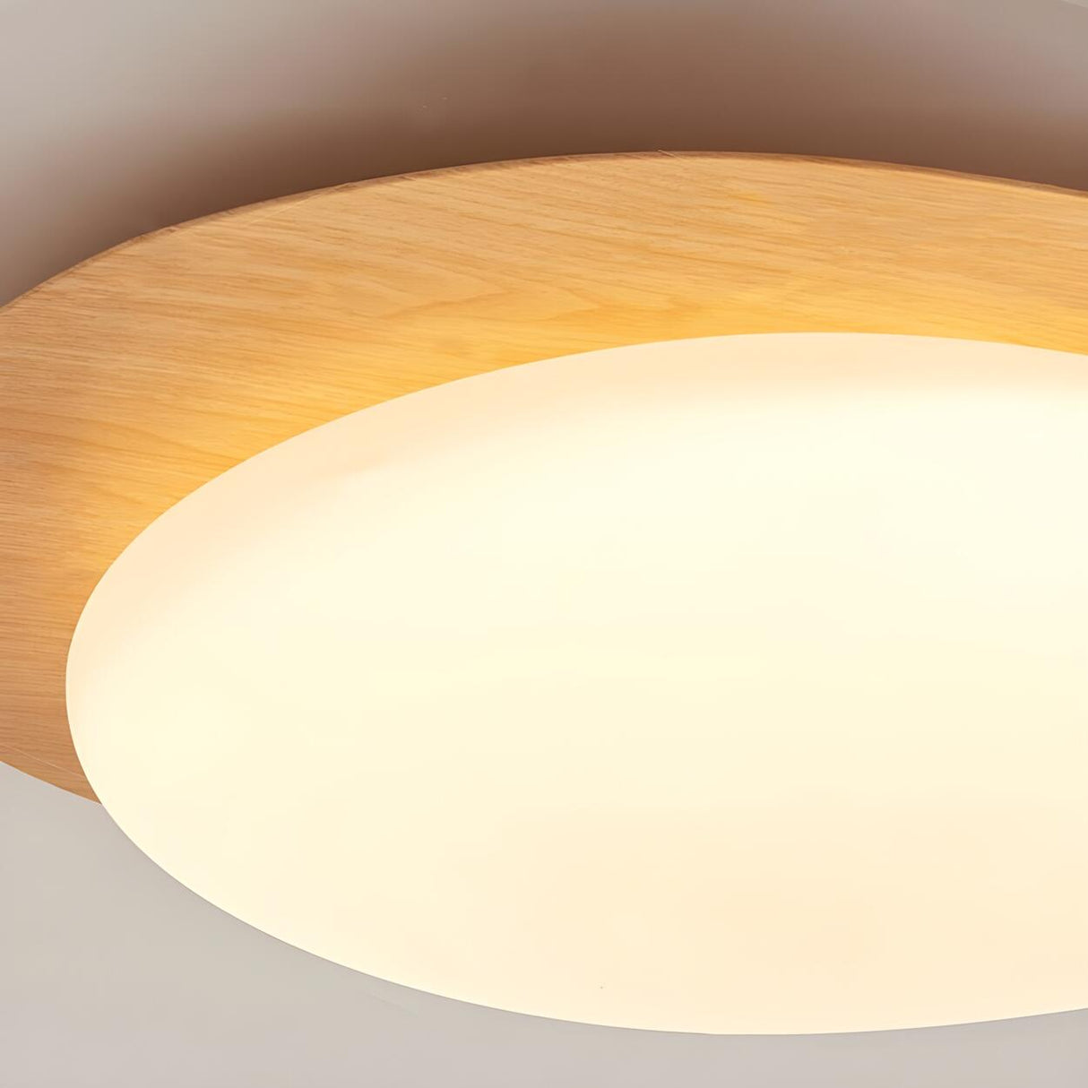 Natural Wood Egg-Shaped LED Flush Mount Ceiling Light Image - 10