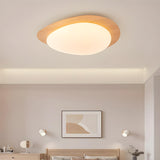 Natural Wood Egg-Shaped LED Flush Mount Ceiling Light Image - 3