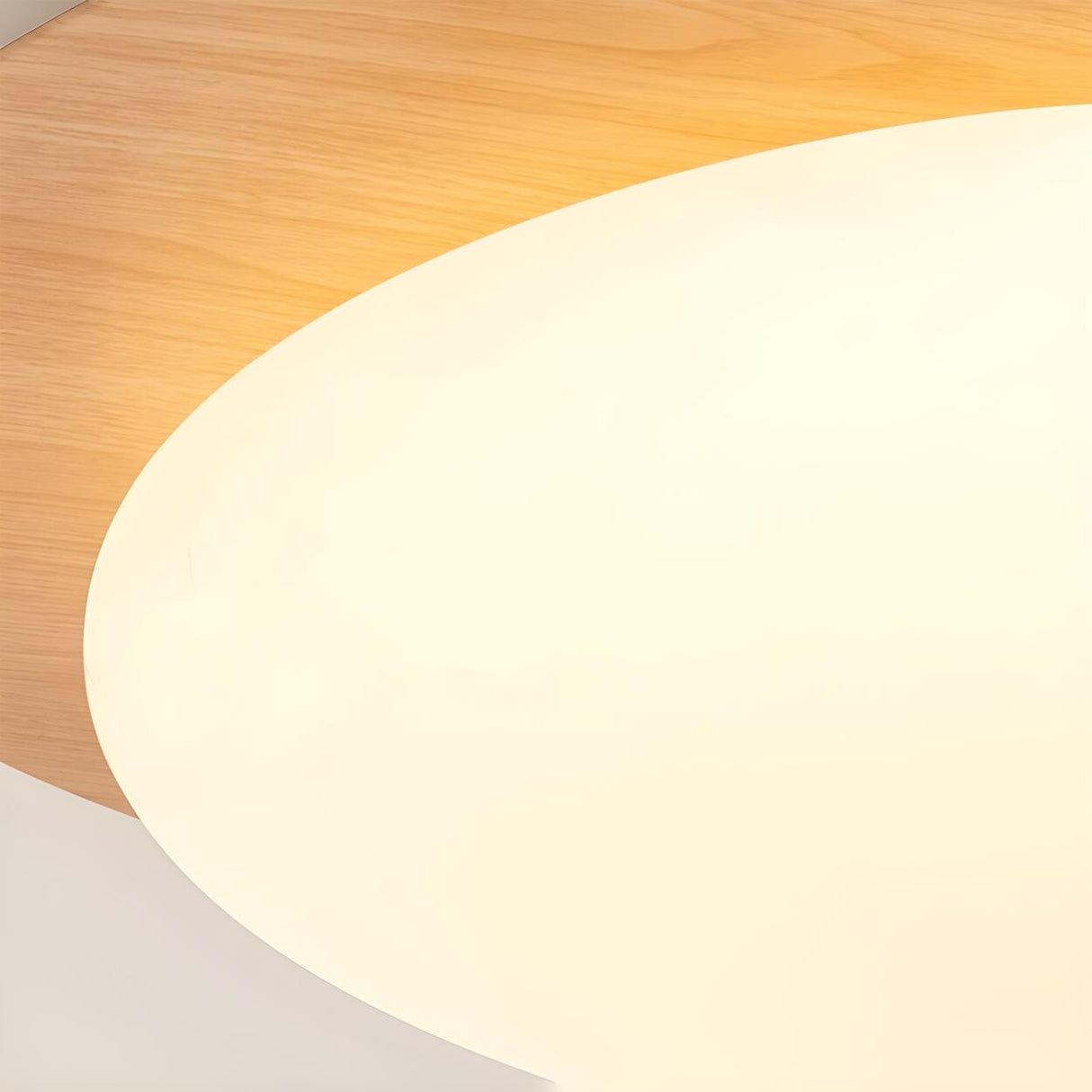 Natural Wood Egg-Shaped LED Flush Mount Ceiling Light Image - 6