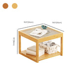 Natural Wood Frame Clear Glass Square Coffee Table #size