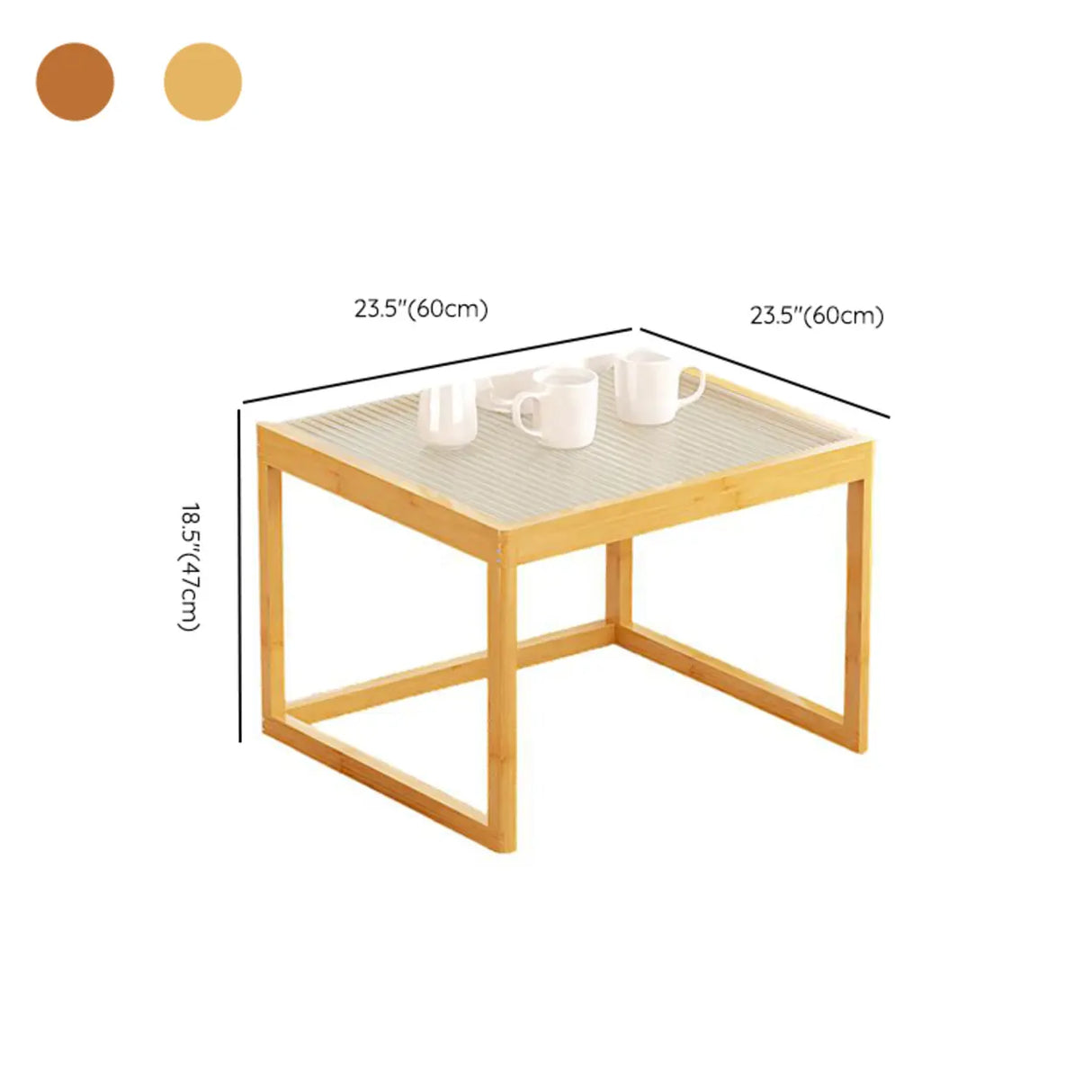 Natural Wood Frame Clear Glass Square Coffee Table Image - 13