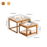 Natural Wood Frame Clear Glass Square Coffee Table Image - 14