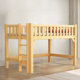 Natural Wood Guardrail Kid's Bunk Bed Set with Stairs Image - 2