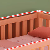 Natural Wood Guardrail Kid's Bunk Bed Set with Stairs Image - 5