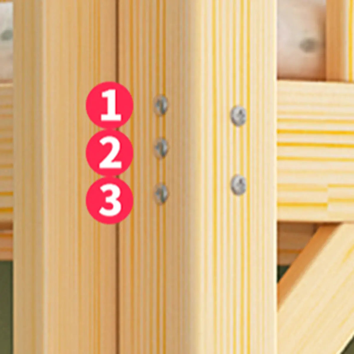 Natural Wood Guardrail Kid's Bunk Bed Set with Stairs Image - 6