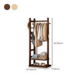 Natural Wood Hooks Hall Coat Rack with Storage Shelf Image - 19