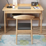 Natural Wood Kids Writing Desk Drawers and Shelves Image - 6