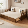 Natural Wood King Detachable Mattress Storage Futon Sofa Image - 3