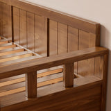 Natural Wood King Detachable Mattress Storage Futon Sofa Image - 8