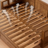 Natural Wood King Detachable Mattress Storage Futon Sofa Image - 9