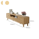 Natural Wood Open Storage Drawers Rectangular TV Stand Image - 13