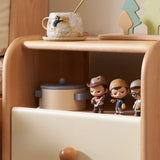 Natural Wood Open Storage Kids Nightstand with Drawer Image - 6