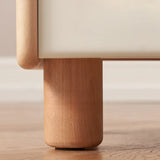 Natural Wood Open Storage Kids Nightstand with Drawer Image - 8