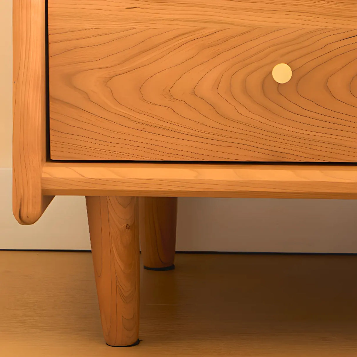 Natural Wood Open Storage Nightstand with 2 Drawers Image - 10