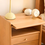 Natural Wood Open Storage Nightstand with 2 Drawers Image - 6