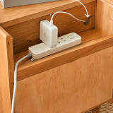 Natural Wood Open Storage Nightstand with 2 Drawers Image - 7