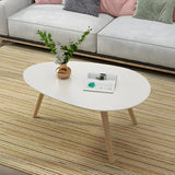 Natural Wood Oval Round Three Leg Bunching Coffee Table Image - 2