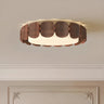 Natural Wood Petal Round LED Flush Mount Ceiling Light Image - 12